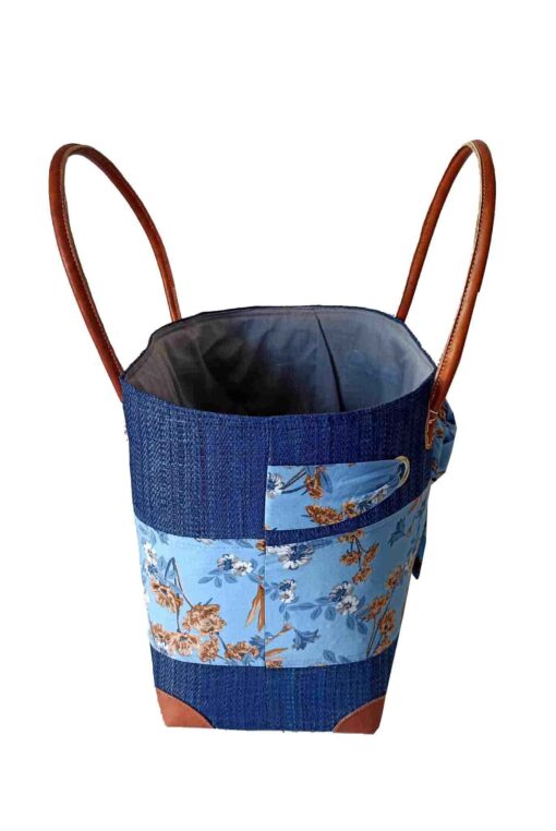 CABAS RAPHIA et TISSU ARNEL CRT-005 NR<B> Grand modèle </B> – Image 4