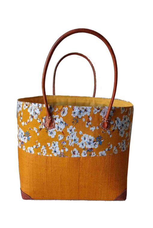 CABAS RAPHIA et TISSU PLUMA CRT-006 JA<B> Grand modèle </B> – Image 4