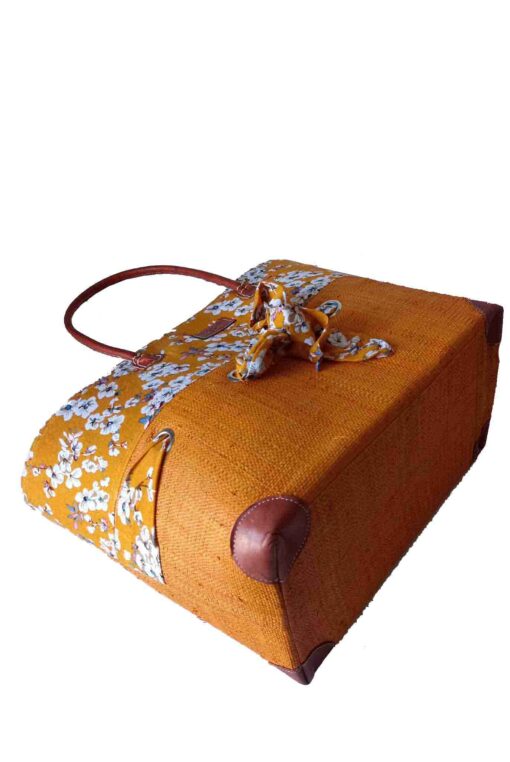 CABAS RAPHIA et TISSU PLUMA CRT-006 JA<B> Grand modèle </B> – Image 3