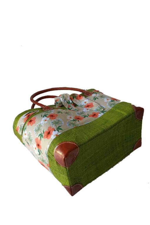 CABAS RAPHIA et TISSU NIRY CRT-001 VT <B>   Grand modèle </B> – Image 3
