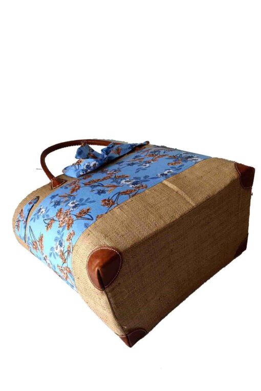 CABAS RAPHIA et TISSU PRIM CRT-004 BL <B>   Grand modèle </B> – Image 4