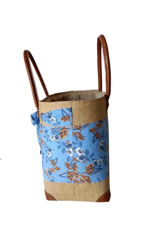 CABAS RAPHIA et TISSU PRIM CRT-004 BL <B>   Grand modèle </B> – Image 2