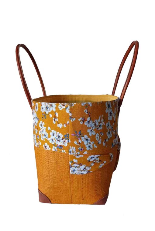 CABAS RAPHIA et TISSU PLUMA CRT-006 JA<B> Grand modèle </B> – Image 5
