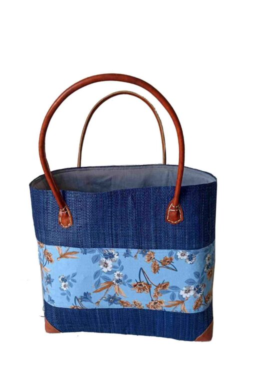 CABAS RAPHIA et TISSU ARNEL CRT-005 NR<B> Grand modèle </B> – Image 3