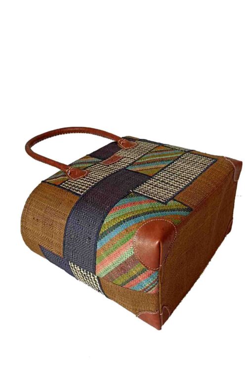 CABAS RAPHIA PATCHWORK 006TB-BR  <B> Moyen Modèle </B> – Image 4