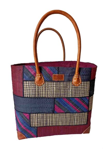CABAS RAPHIA PATCHWORK 004DX-BR <B> Grand modèle</B>