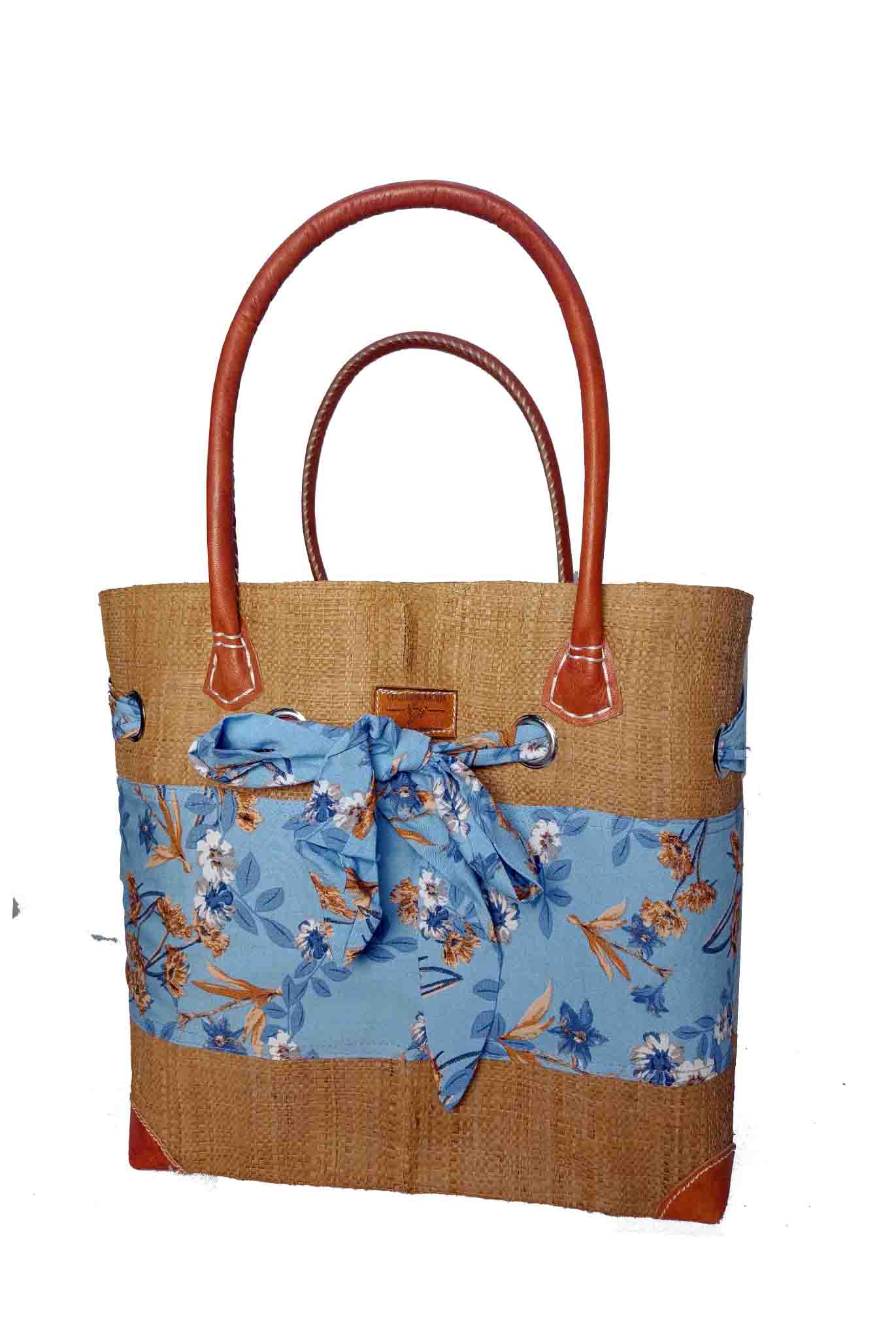 CABAS EN RAPHIA ET TISSU THINY CRT-001 TB