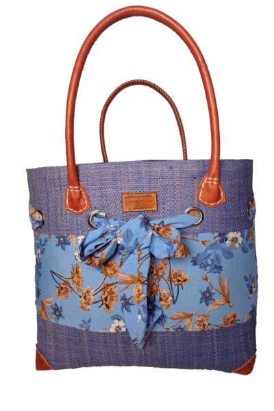 CABAS EN RAPHIA ET TISSU JENNY CRT-002BJ