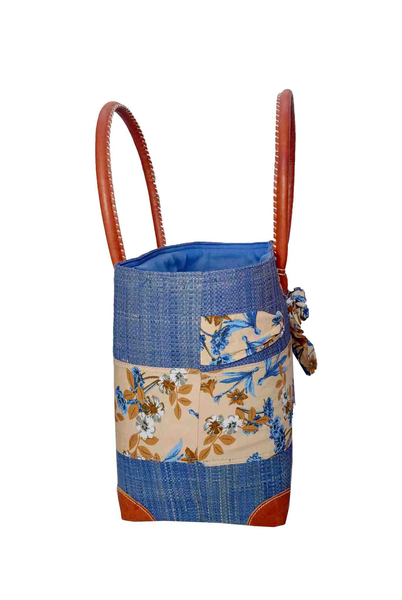 CABAS EN RAPHIA ET TISSU BLOOMY CRT-001BJ – Image 2