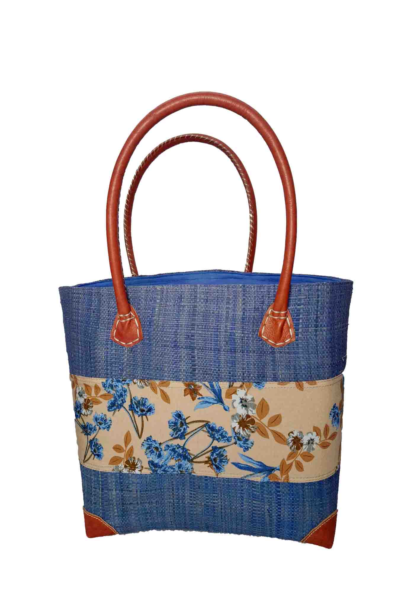 CABAS EN RAPHIA ET TISSU BLOOMY CRT-001BJ – Image 3