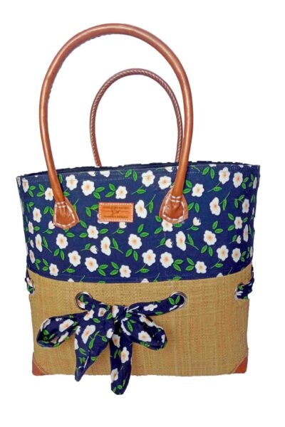 cabas en raphia et tissu