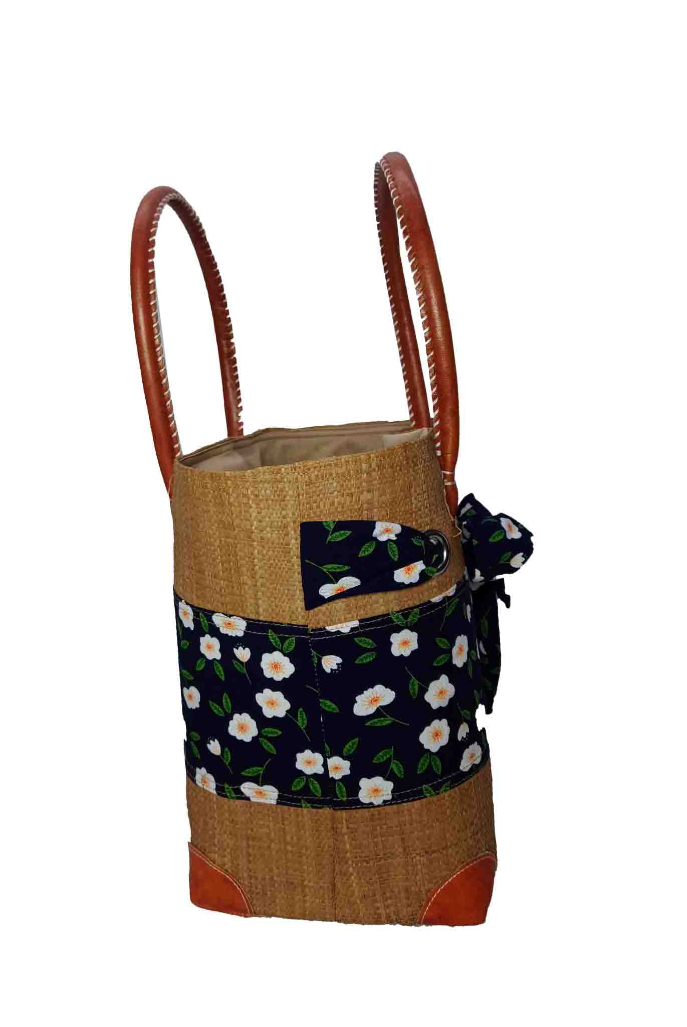 CABAS EN RAPHIA ET TISSU MARINAH CRT-001TH – Image 3