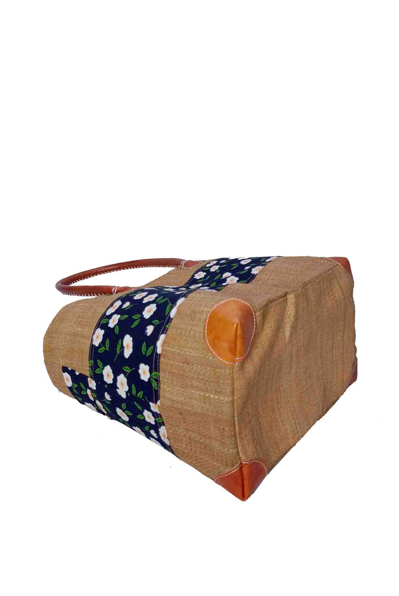 CABAS EN RAPHIA ET TISSU MARINAH CRT-001TH – Image 2