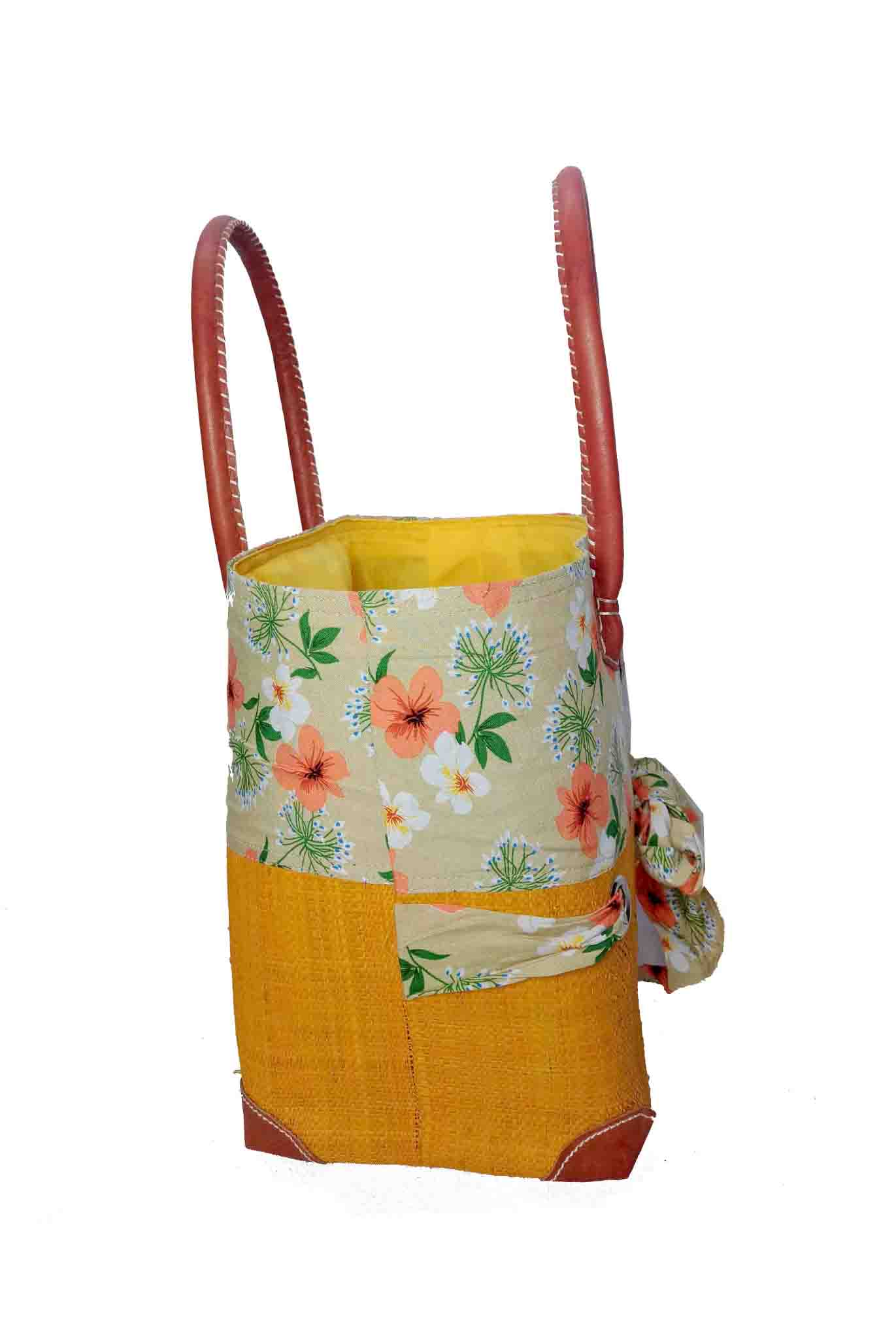 CABAS EN RAPHIA ET TISSU ORNI CRT-001OR – Image 2