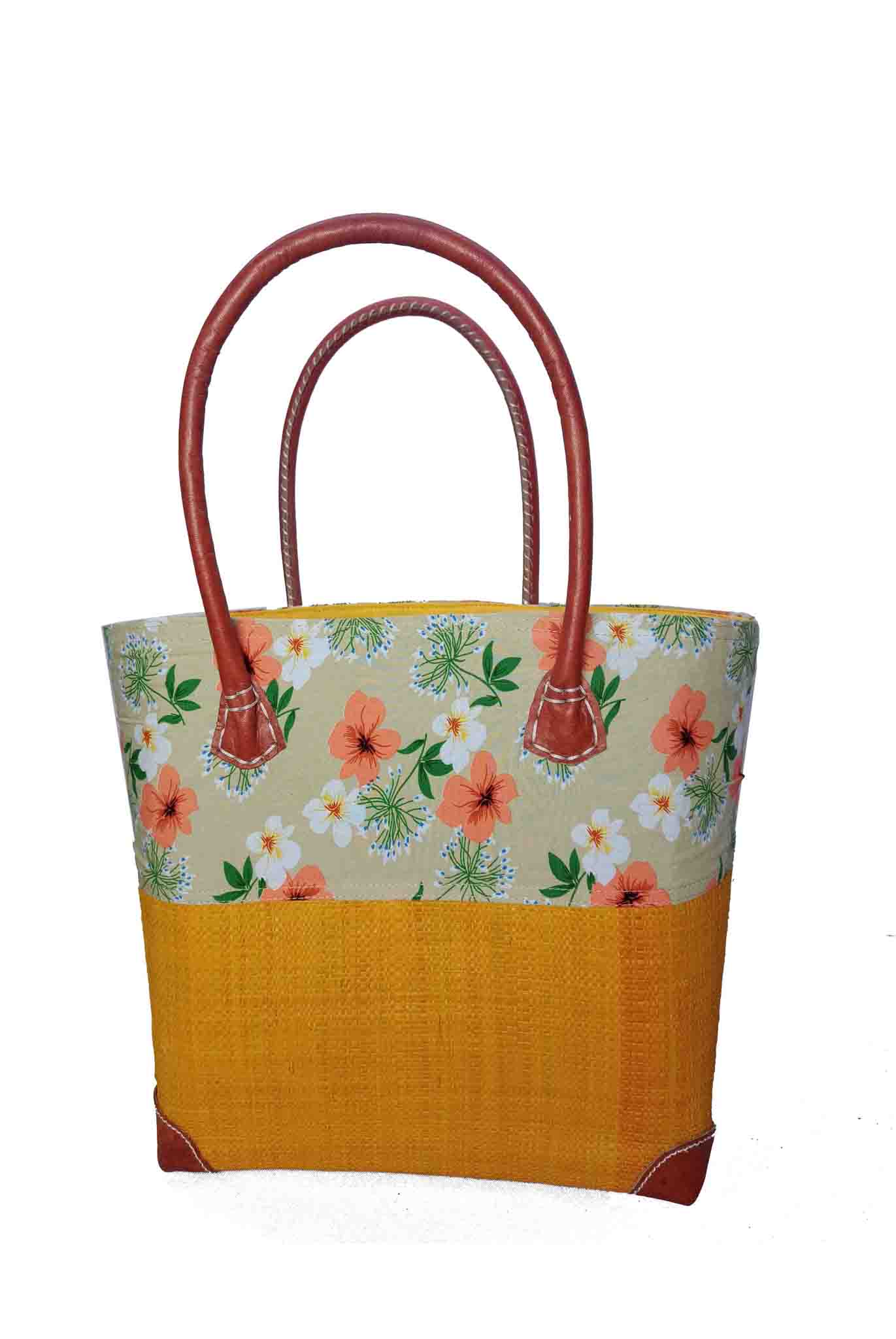 CABAS EN RAPHIA ET TISSU ORNI CRT-001OR – Image 3