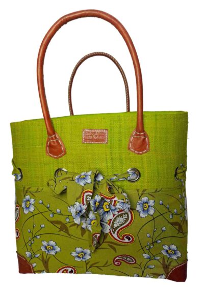 CABAS EN RAPHIA ET TISSU VIVI CRT-001VTB